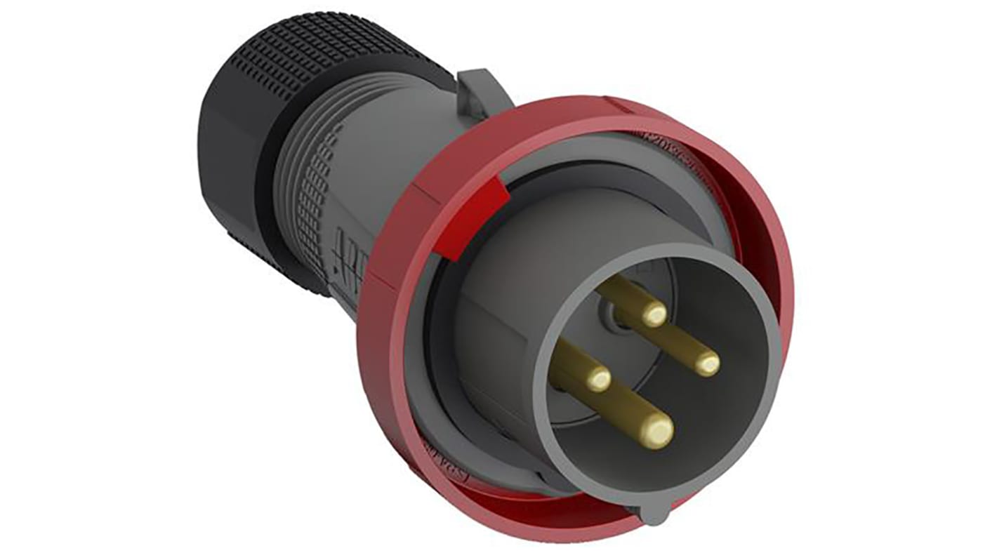 Conector de potencia industrial Macho, Formato 3P + E, Orientación Recto, Easy & Safe, Rojo, 415 V, 16A, IP67