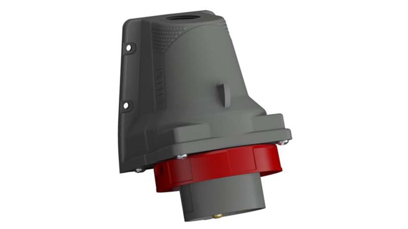 Amphenol Industrial, Easy & Safe IP67 Red Wall Mount 3P + N + E Right Angle Industrial Power Plug, Rated At 32A, 415 V