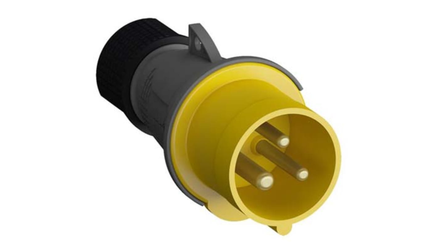Conector de potencia industrial Macho, Formato 2P + E, Orientación Recto, Easy & Safe, Amarillo, 110 V, 32A, IP44