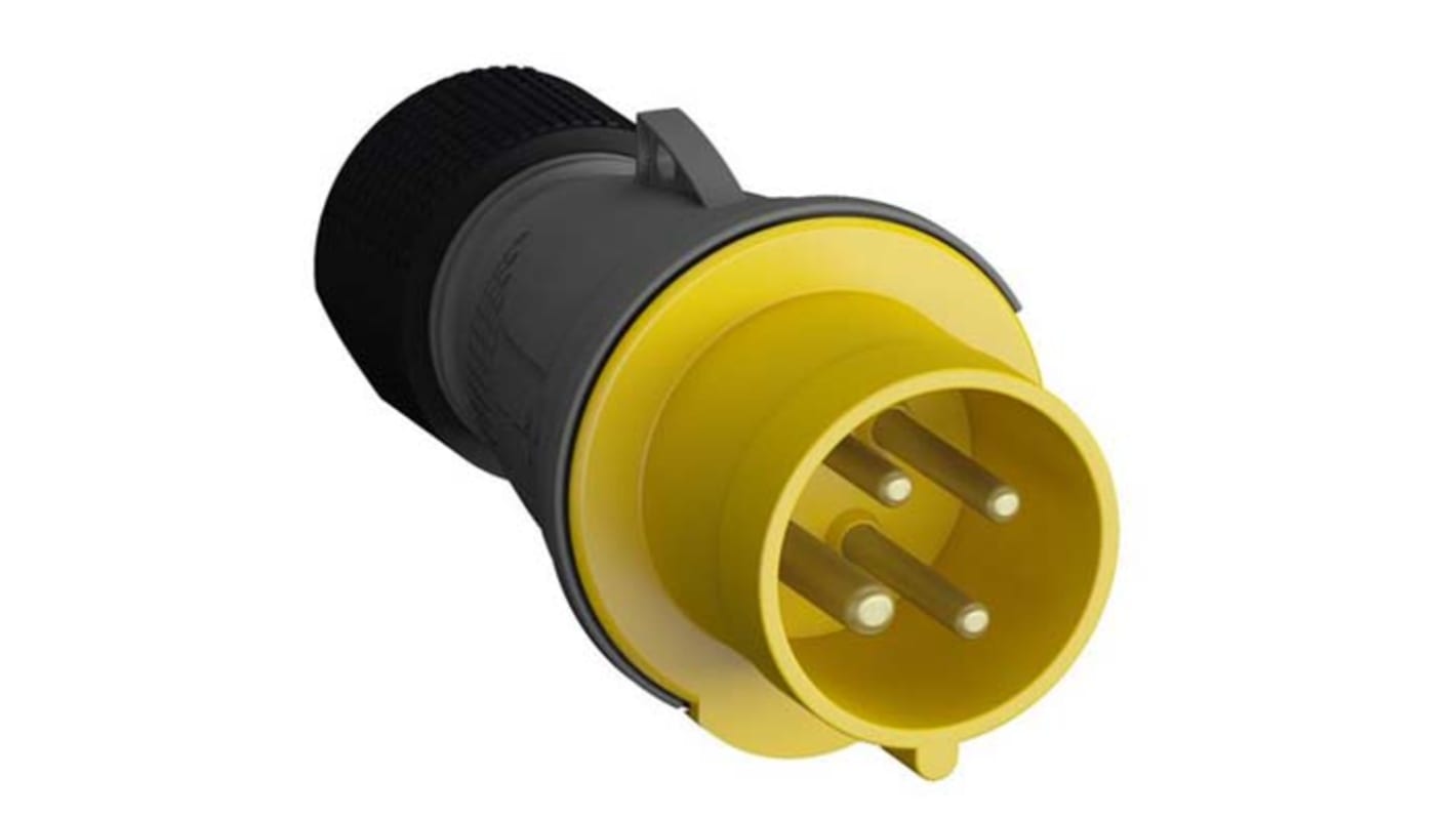 Conector de potencia industrial Macho, Formato 3P + E, Orientación Recto, Easy & Safe, Amarillo, 110 V, 16A, IP44