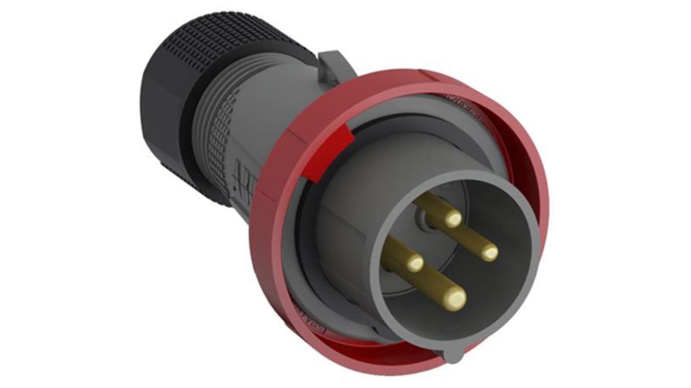 Conector de potencia industrial Macho, Formato 3P + E, Orientación Recto, Easy & Safe, Rojo, 415 V, 32A, IP67