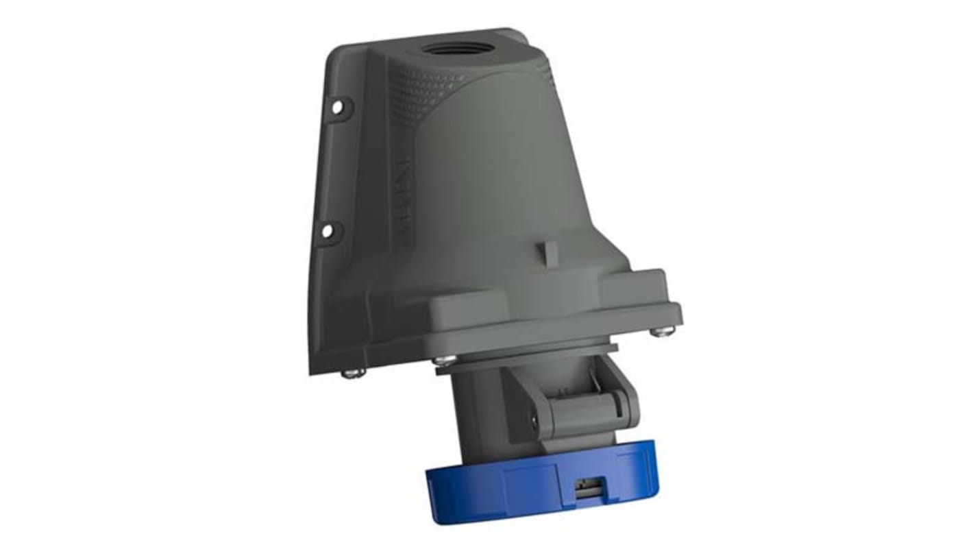 ABB, Easy & Safe IP67 Blue Wall Mount 2P + E Right Angle Industrial Power Socket, Rated At 32A, 230 V