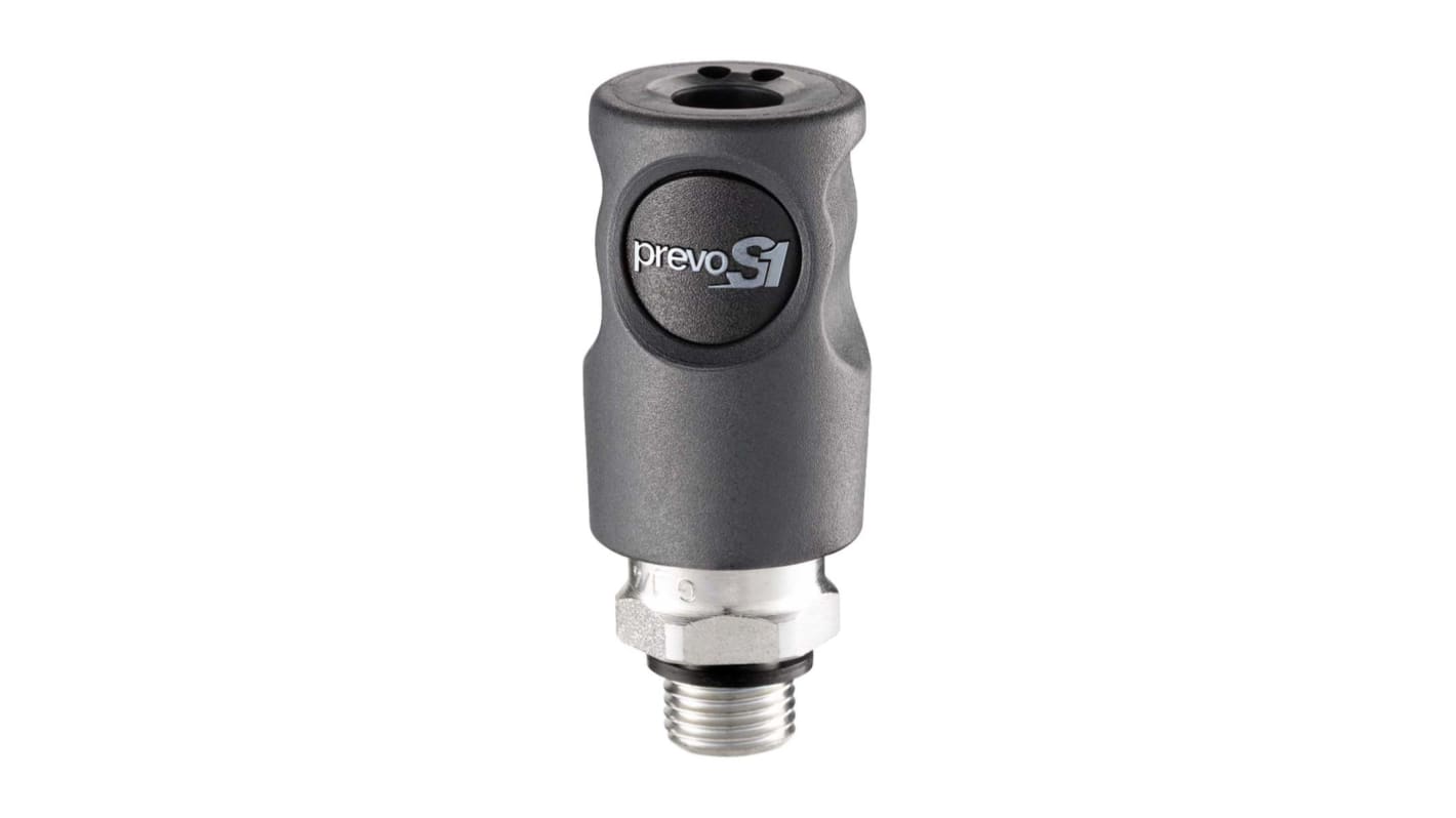 PREVOST Composite Body Male Safety Quick Connect Coupling, G 3/8 Male Threaded