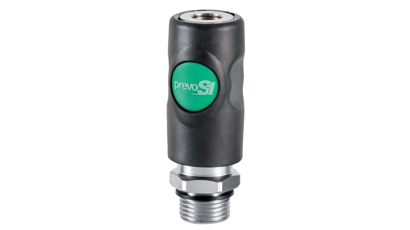 PREVOST Composite Body Male Safety Quick Connect Coupling, G 1/4 Male Threaded