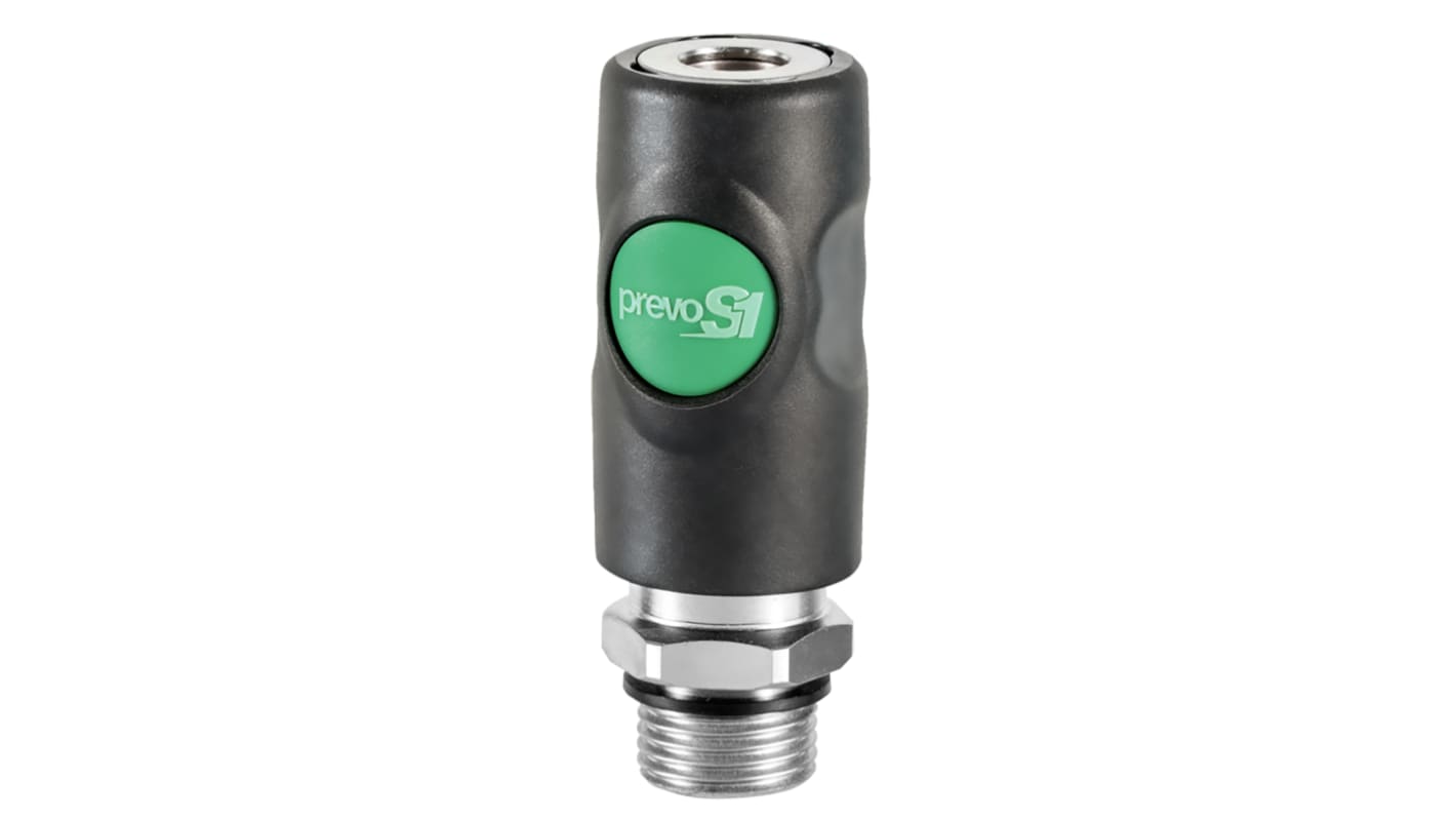 PREVOST Composite Body Male Safety Quick Connect Coupling, G 1/2 Male Threaded