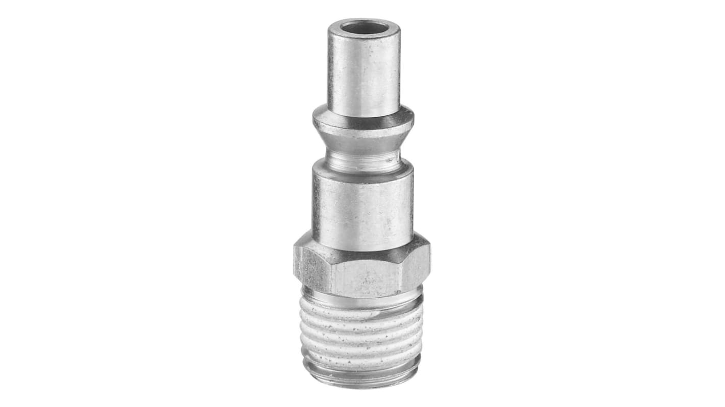 PREVOST Treated Steel Male Plug for Pneumatic Quick Connect Coupling, G 1/4 Male Threaded