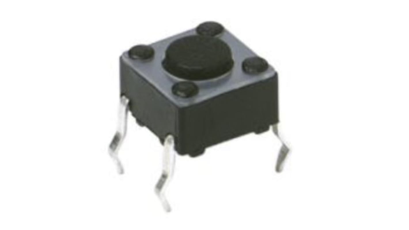 IP40 Grey Button Tactile Switch, SPST 50 mA 3.5 (Dia.)mm Through Hole