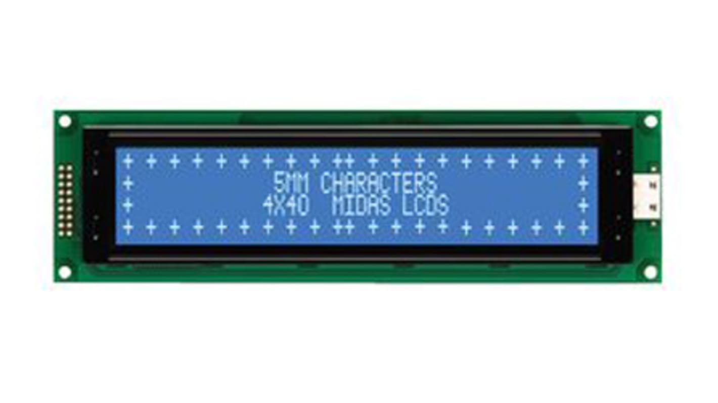 Midas MC44005A6W-BNMLW-V2 A Alphanumeric LCD Display, Blue on White, 4 Rows by 40 Characters, Transmissive