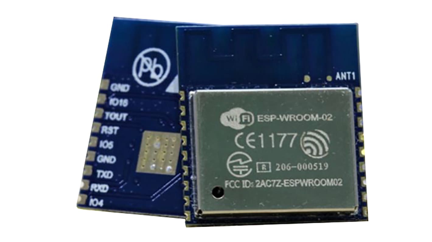 Espressif, Wi-Fi modul, , 802.11b , 802.11g , 802.11n, , GPIO, HSPI, I2C, I2S, IR, PWM, UART, ESP-WROOM-02