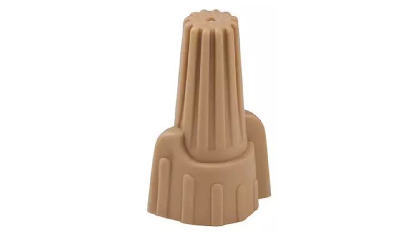 TE Connectivity, TwistGrip Insulated Twist Bullet Connector, 22AWG to 8AWG, 18.3mm Bullet diameter, Tan