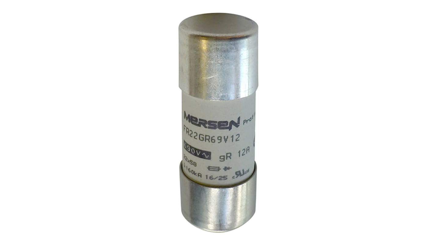 Fusible de cartucho Mersen, serie Protistor, 500 V dc, 690V ac, 50A, 22 x 58mm, acción FF