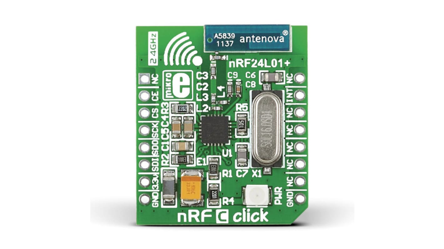 MikroElektronika nRF C Click nRF24L01P RF Transceiver mikroBus Click Board for Active RFID, Game Controllers, Home &
