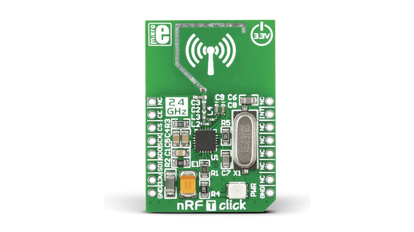 MikroElektronika nRF T Click nRF24L01P RF Transceiver mikroBus Click Board for Active RFID, Game Controllers, Home &