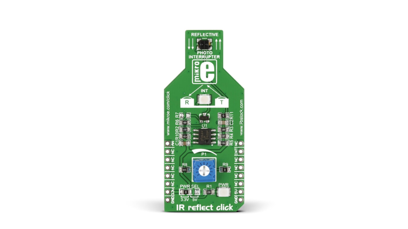 Scheda click mikroBus IR Reflect Click MikroElektronika, con Sensore di prossimità