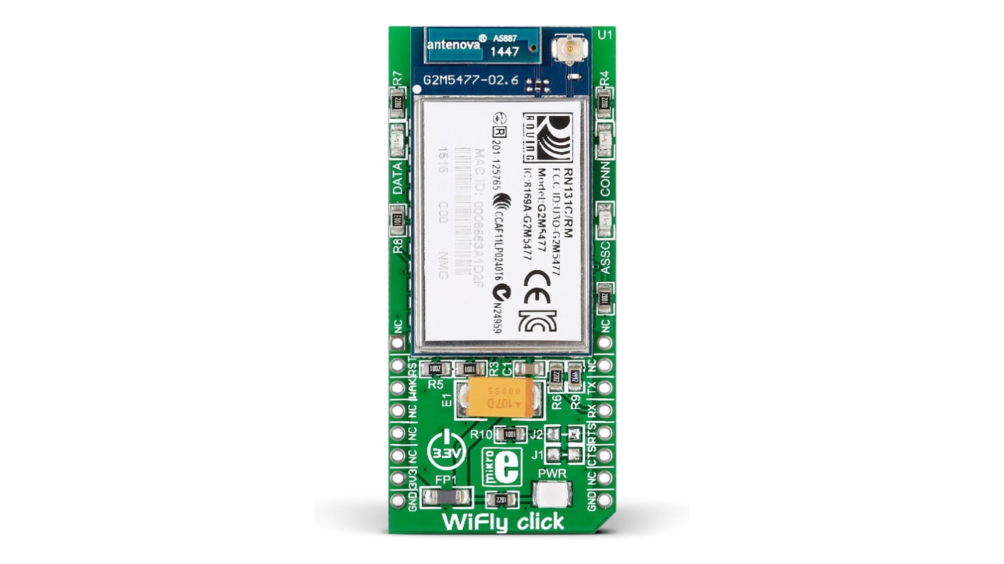 MikroElektronika WiFly Click RN-131 WiFi mikroBus Click Board for Data Logging, Remote Equipment Monitoring, Telemetry,