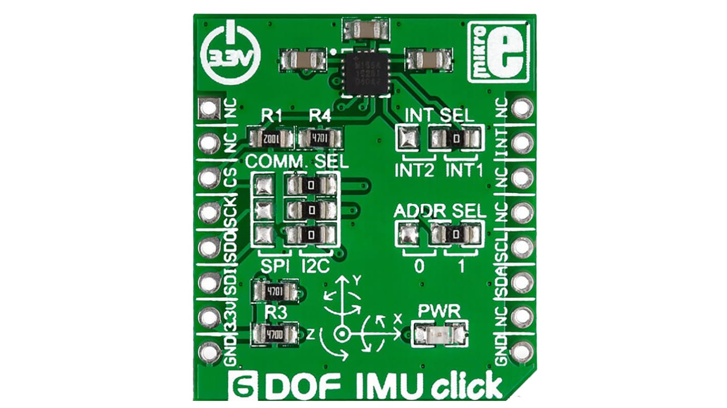 Scheda click mikroBus 6DOF IMU Click MikroElektronika, con Unità di misurazione inerziale (IMU) - 6 DoF