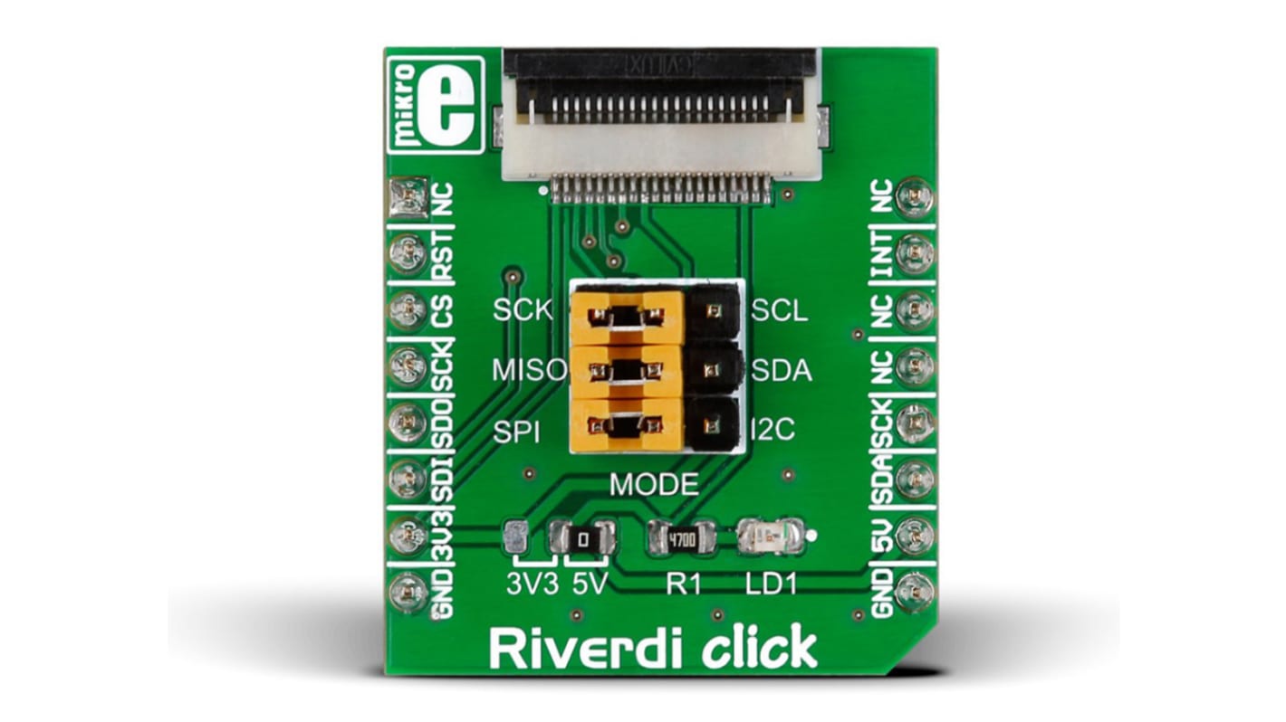 Deska displeje MikroElektronika Riverdi Click LCD, klasifikace: Přídavná deska FT8xx, zif20