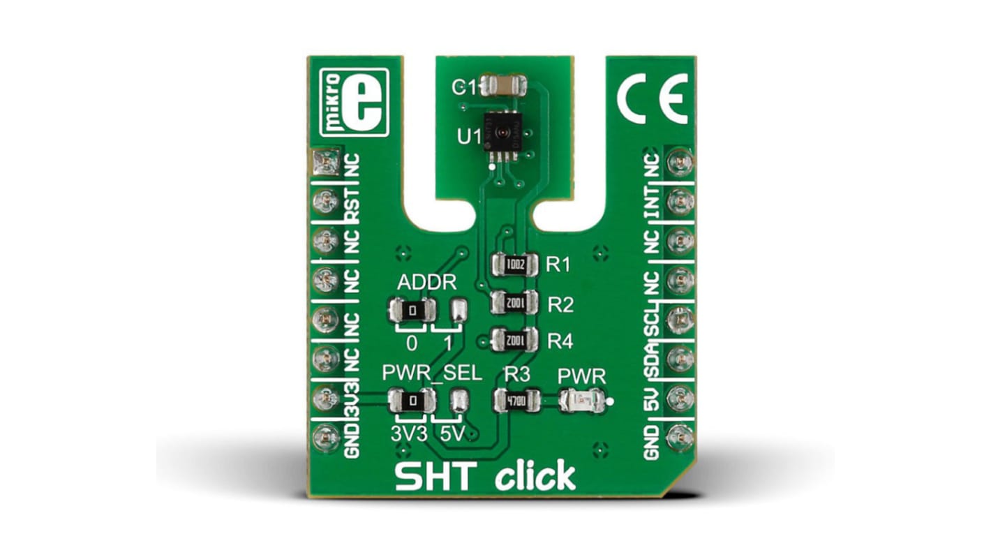 Scheda click mikroBus SHT Click MikroElektronika, con Sensore temperatura e umidità
