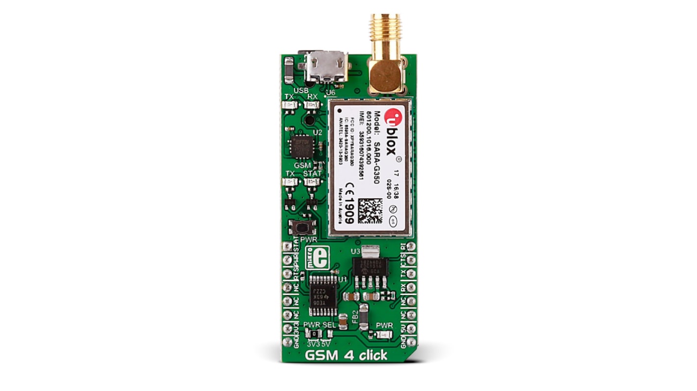 MikroElektronika GSM 4 Click SARA G3 Mobile Communication (Cellular) mikroBus Click Board for Asset Tracking, Home