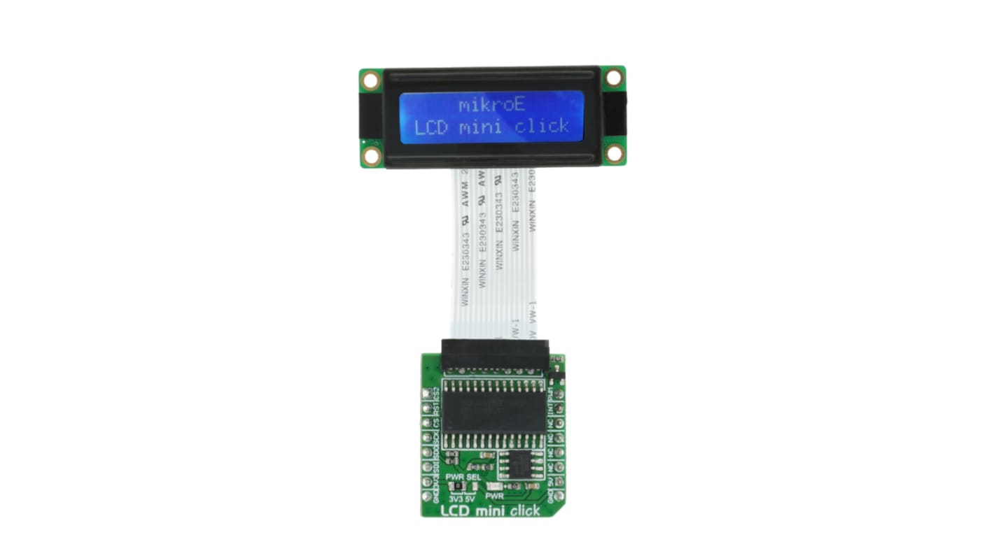 MikroElektronika MIKROE-2453 LCD skærm Adapterkort med 2x16 Monochrome Character Display