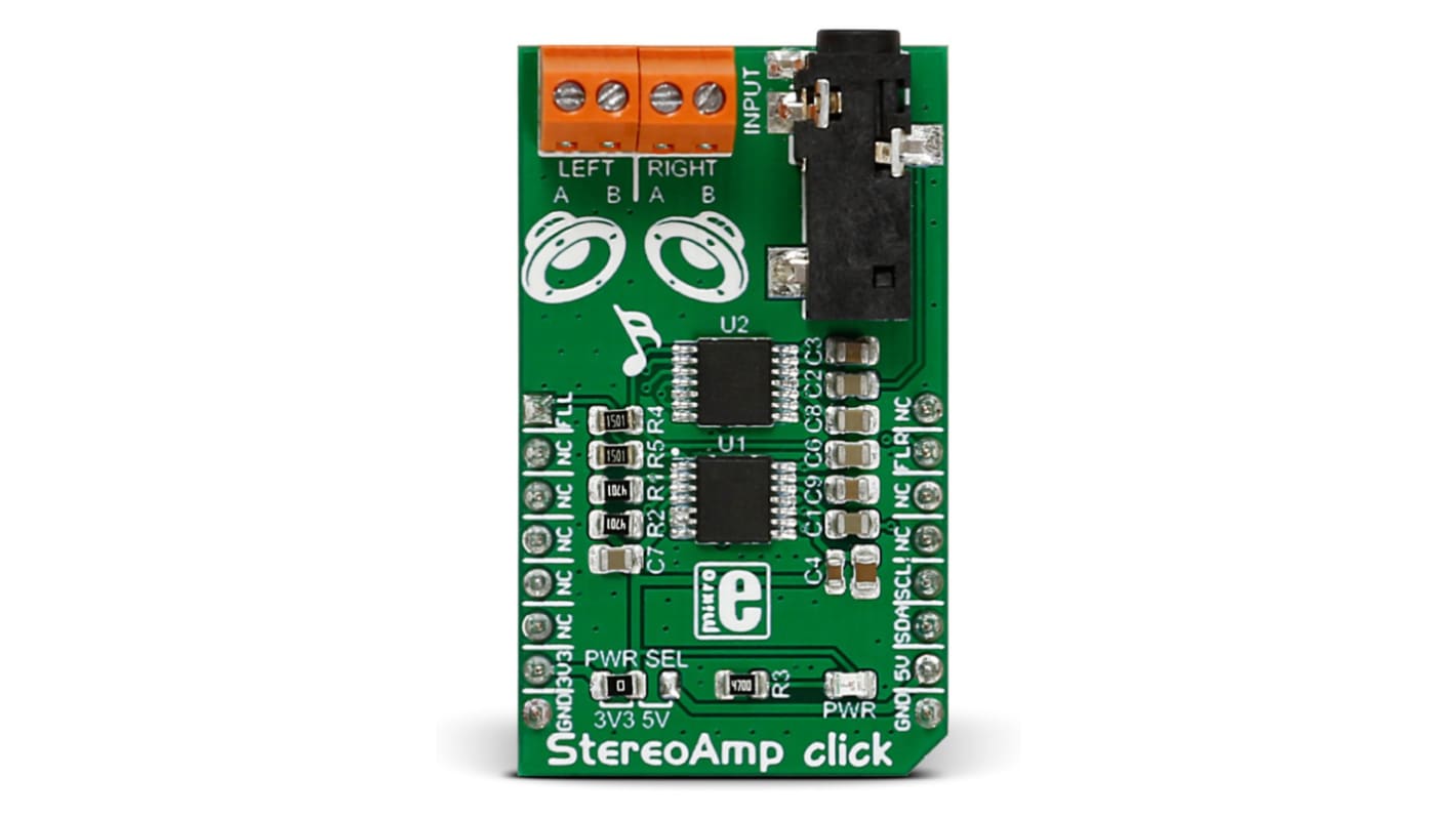 MikroElektronika MIKROE-2454, StereoAmp click Audio Amplifier Development Board for MikroBUS