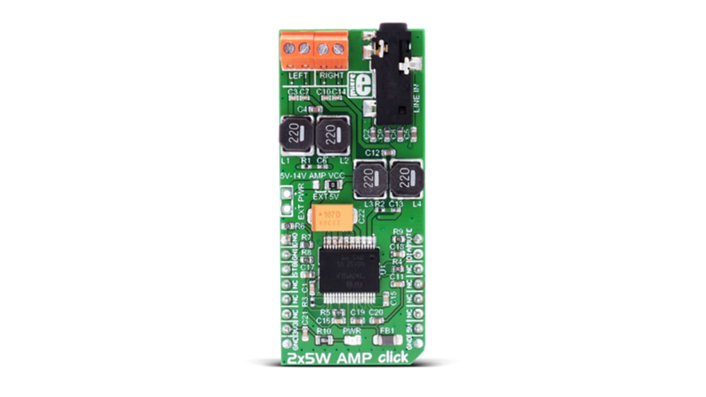 MikroElektronika Entwicklungskit analog für MikroBUS, Audioverstärker, 2x5W AMP click Entwicklungsplatine