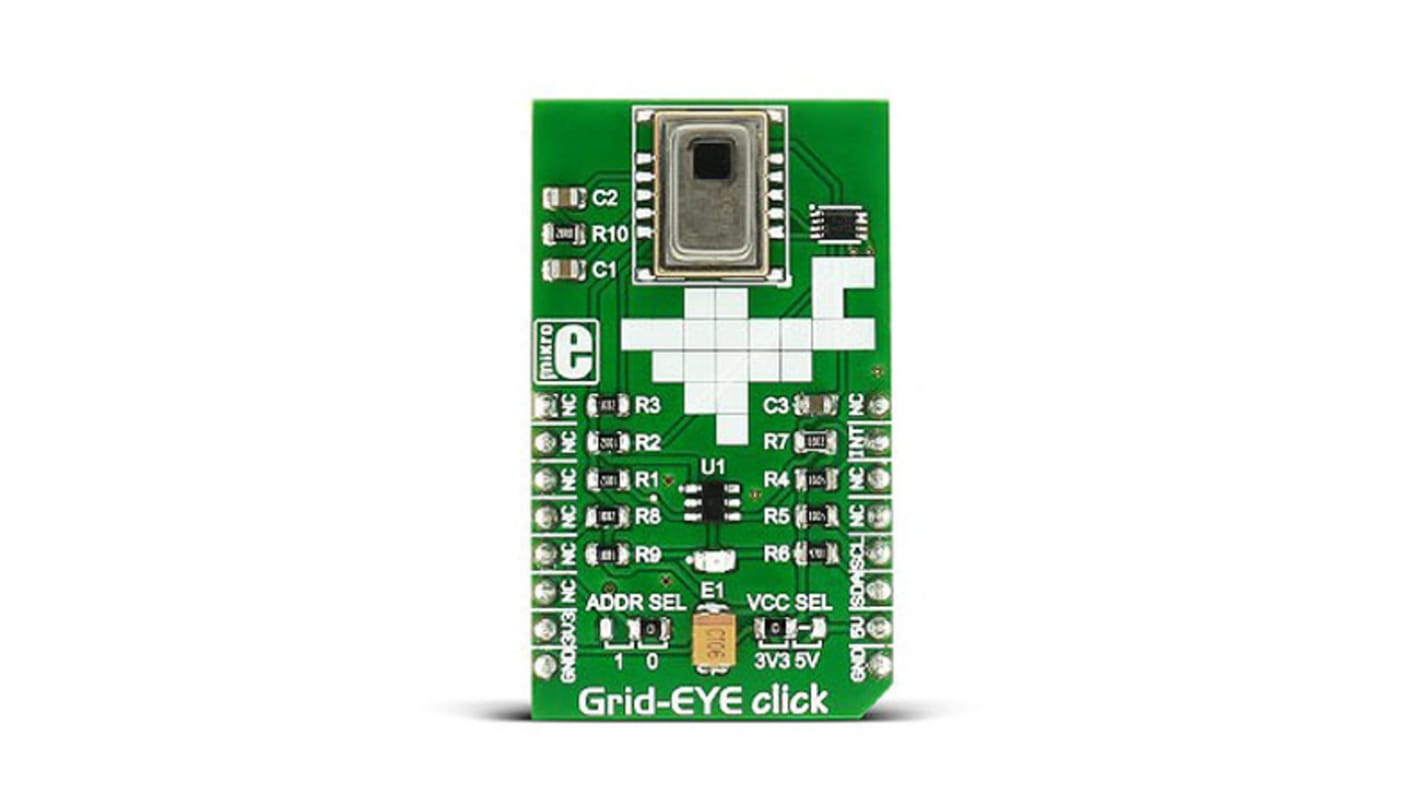 Scheda click mikroBus Grid-EYE Click MikroElektronika, con Sensore a infrarossi (IR)