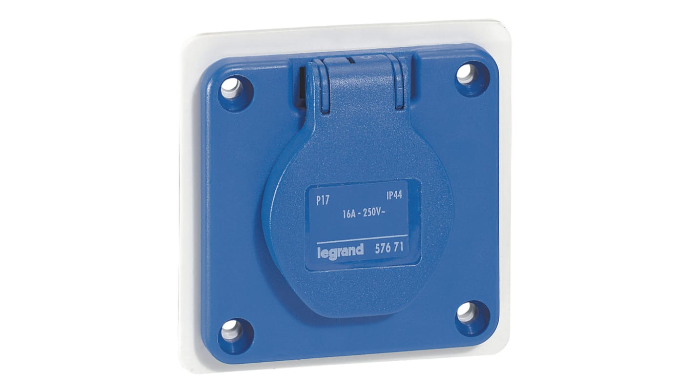 0 576 71 Legrand IP44 Blue Panel Mount 2P + E Industrial Power Socket