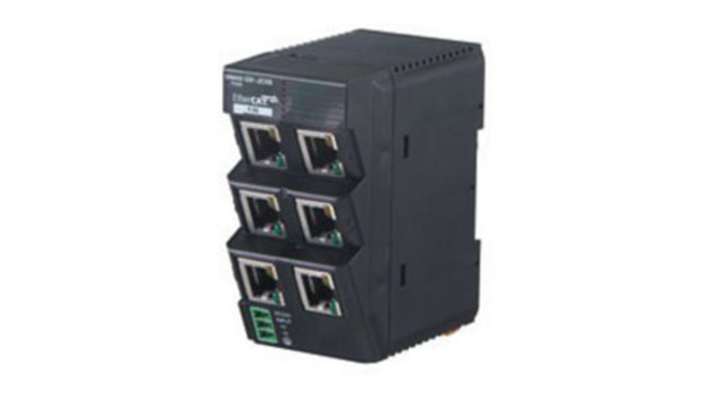 Omron EtherCAT Junction Slave Series DIN Rail Mount Network Hub, 6 RJ45 Ports, 24V dc