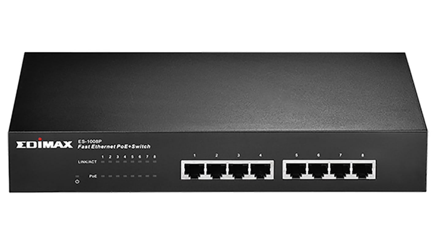 Edimax ES-1008P Ethernet-Switch Desktop PoE 8-Port Unmanaged 10/100Mbit/s 266 x 184 x 44mm