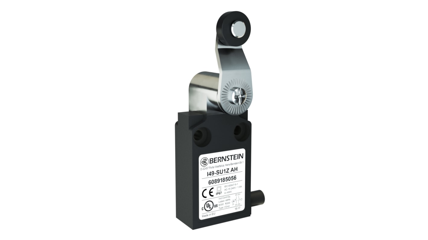 Bernstein AG I49 Series Plunger Roller Lever Top Plunger, NO/NC, IP67, SPST, Plastic Housing