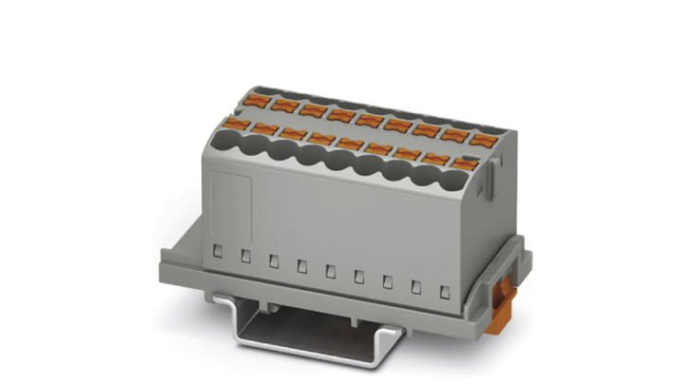 Bloc de distribution Phoenix Contact 18 voies, raccordement Enfichable, section de fils 26 → 12 AWG, 24A, 500 V