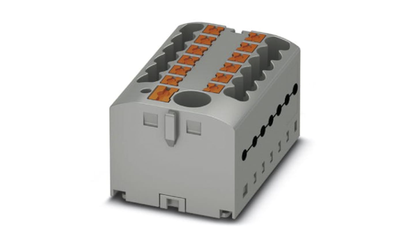 Phoenix Contact Distribution Block, 13 Way, 0.14 → 4mm², 24 A, 41 A, 500 V, Grey