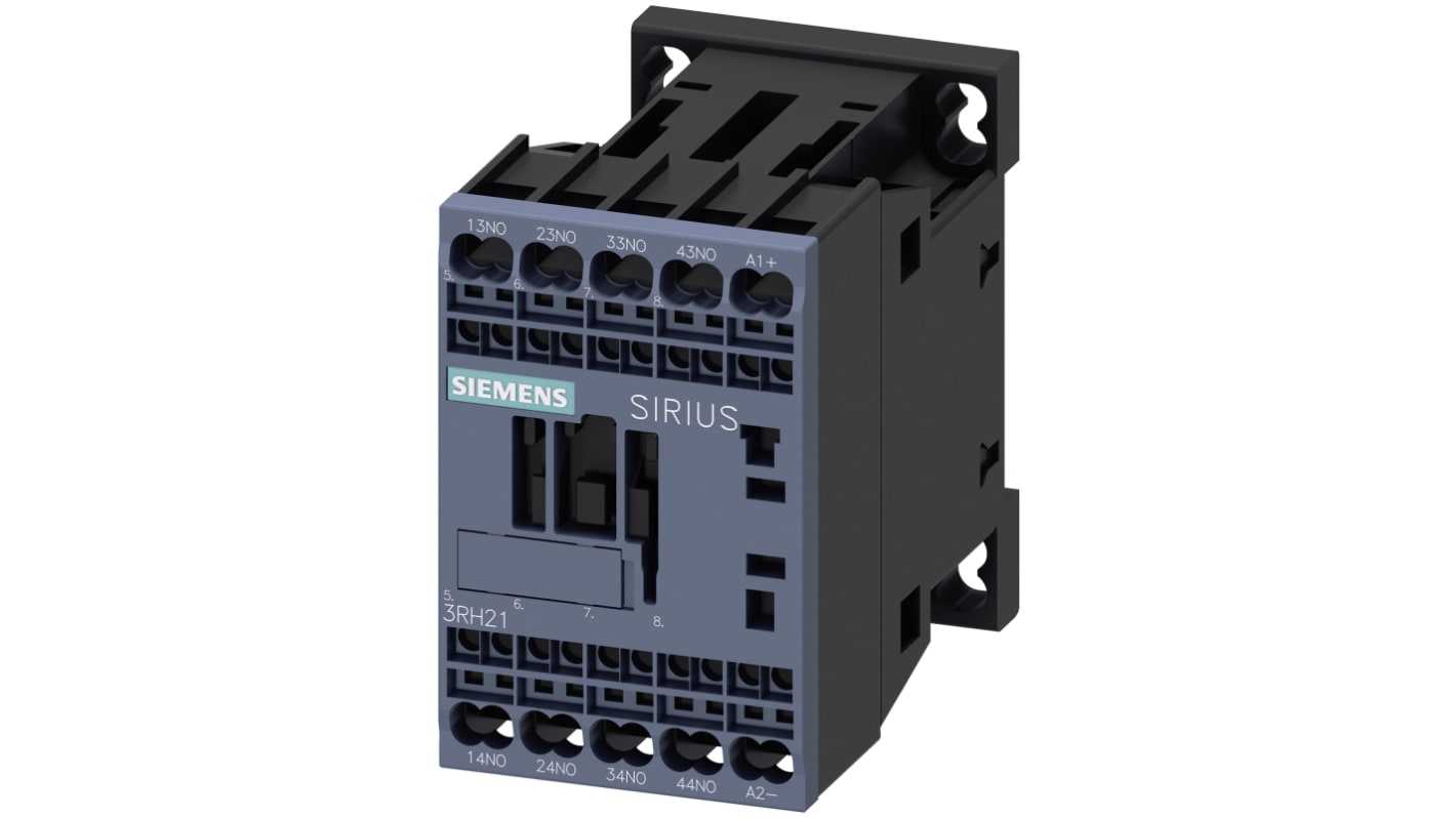 Siemens SIRIUS Innovation 3RH2 Contactor, 10 A, 4NO, 600 V dc, 690 V ac