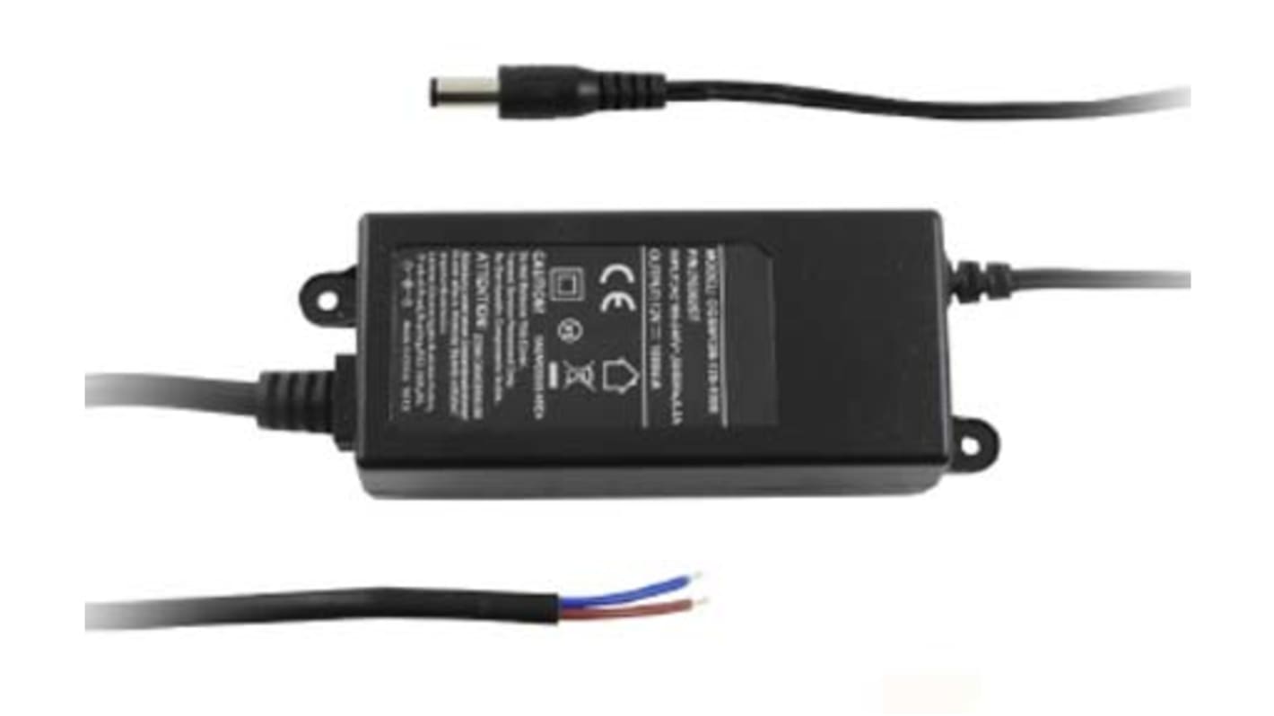 RS PRO Steckernetzteil AC/DC-Adapter 12W, 100V ac, 12V dc / 1A, Festes AC-Netzkabel