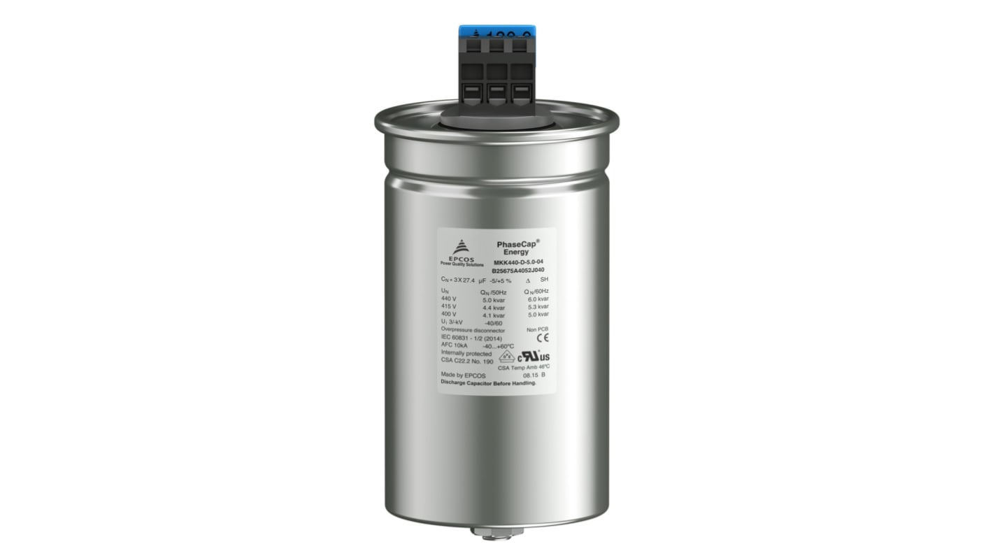 EPCOS Power Factor Correction Capacitor (PFC) 3 x 77μF 12.5kvar 15kvar 3