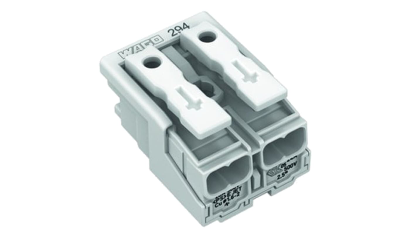 Wago 294 Series Power Supply Connector, 2-Pole, Female, 24A