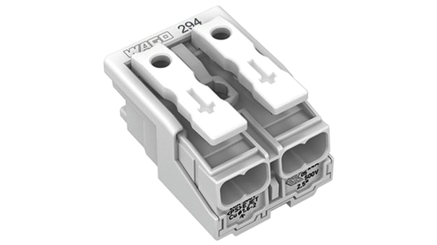 Wago 294 Series Power Supply Connector, 2-Pole, Female, 24A