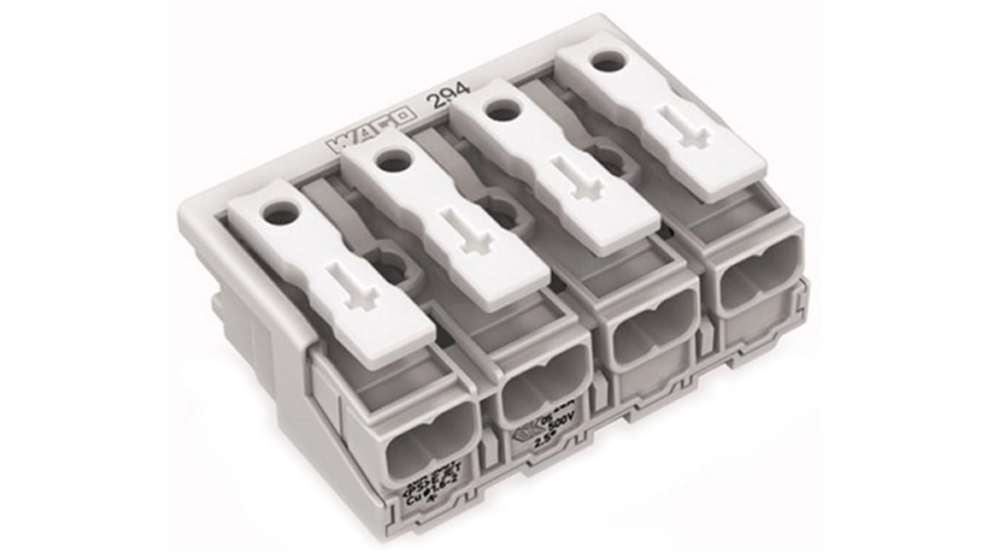 Wago 294 Series Power Supply Connector, 4-Pole, Female, 24A