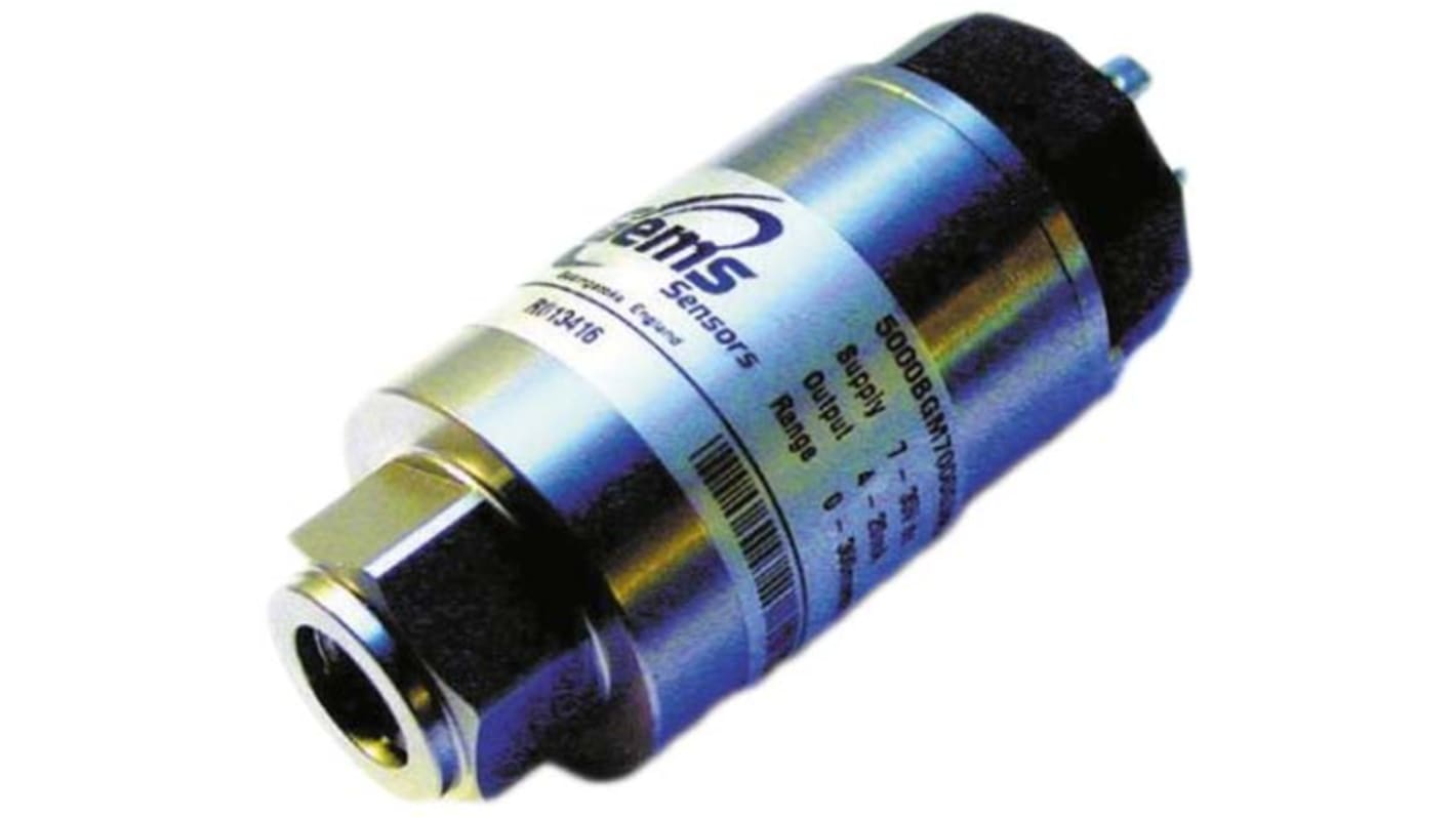 Sensor de presión manométrica Gems Sensors, 5.09psi → 1bar, G1/4, 9 → 35 V dc, salida analógica, para Agua