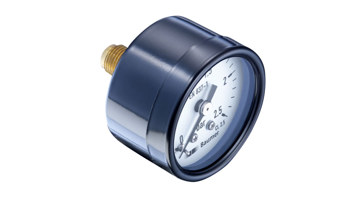 Bourdon Analogue Pressure Gauge 10bar Back Entry, MAT1F10B22, With RS Calibration, 0bar min.