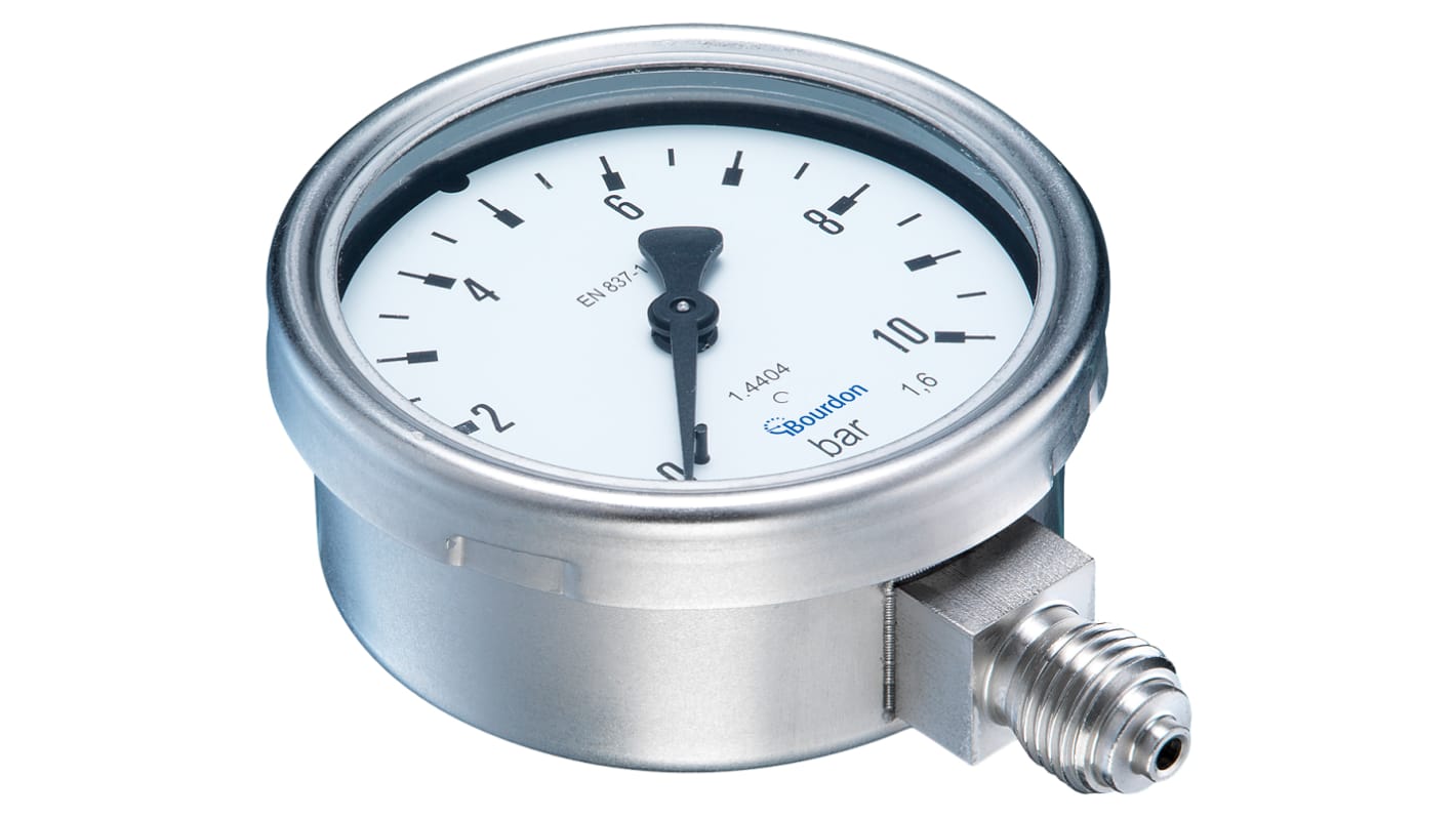 Bourdon Hydraulikdruckmessgerät 0bar ±1.6%, Ø 63mm Edelstahl Gehäuse G1/4, ISO-kalibriert