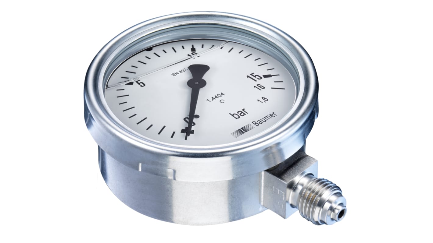 Bourdon G 1/4 Analogue Pressure Gauge 10bar Bottom Entry, MEX3-D21.B22, 0bar min.