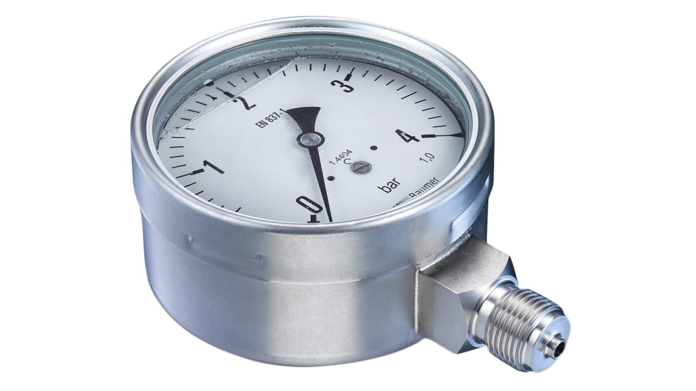 Bourdon Analogue Pressure Gauge 6bar Bottom Entry, MEX5D31B20, With RS Calibration, 0bar min.