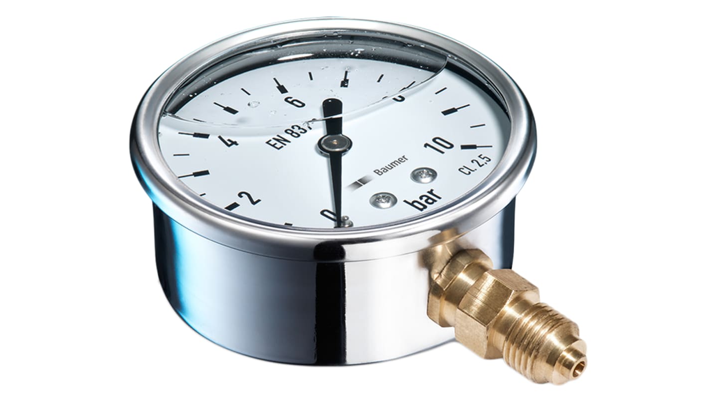 Bourdon G 1/4 Analogue Pressure Gauge 4bar Bottom Entry, MIT3D22B19, UKAS, 0bar min.