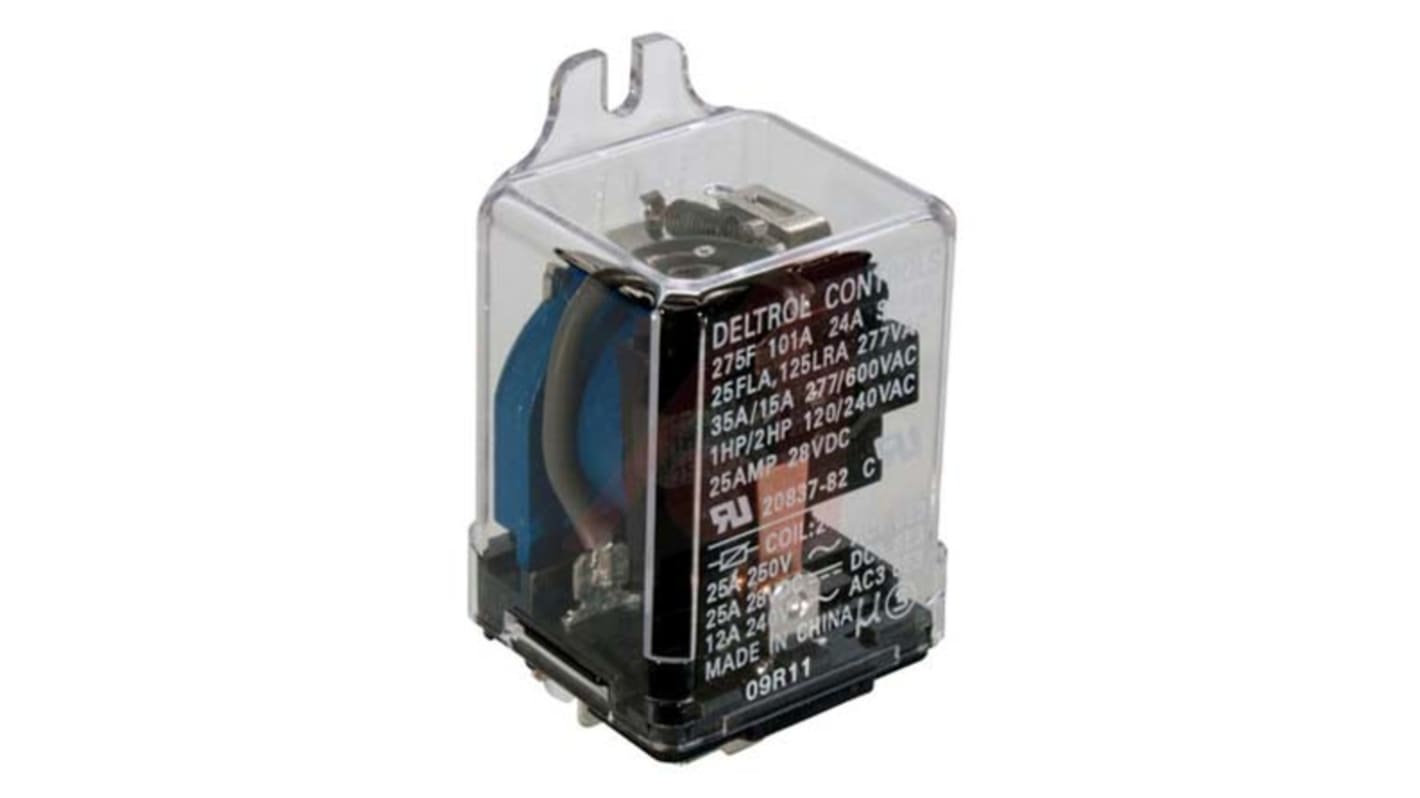 Deltrol Plug In Power Relay, 24V ac Coil, 35A Switching Current, DPDT