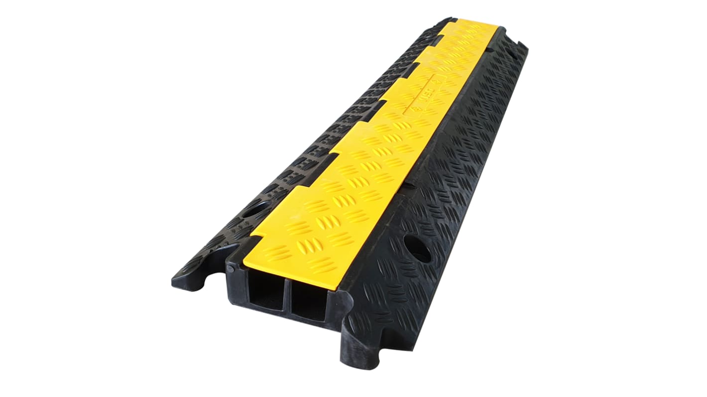 Pasacables de suelo, RS PRO, Negro/Amarillo 1000 x 35mm, 1000mm x 38 x 35mm  x 250 mm Caucho, Termoplástico