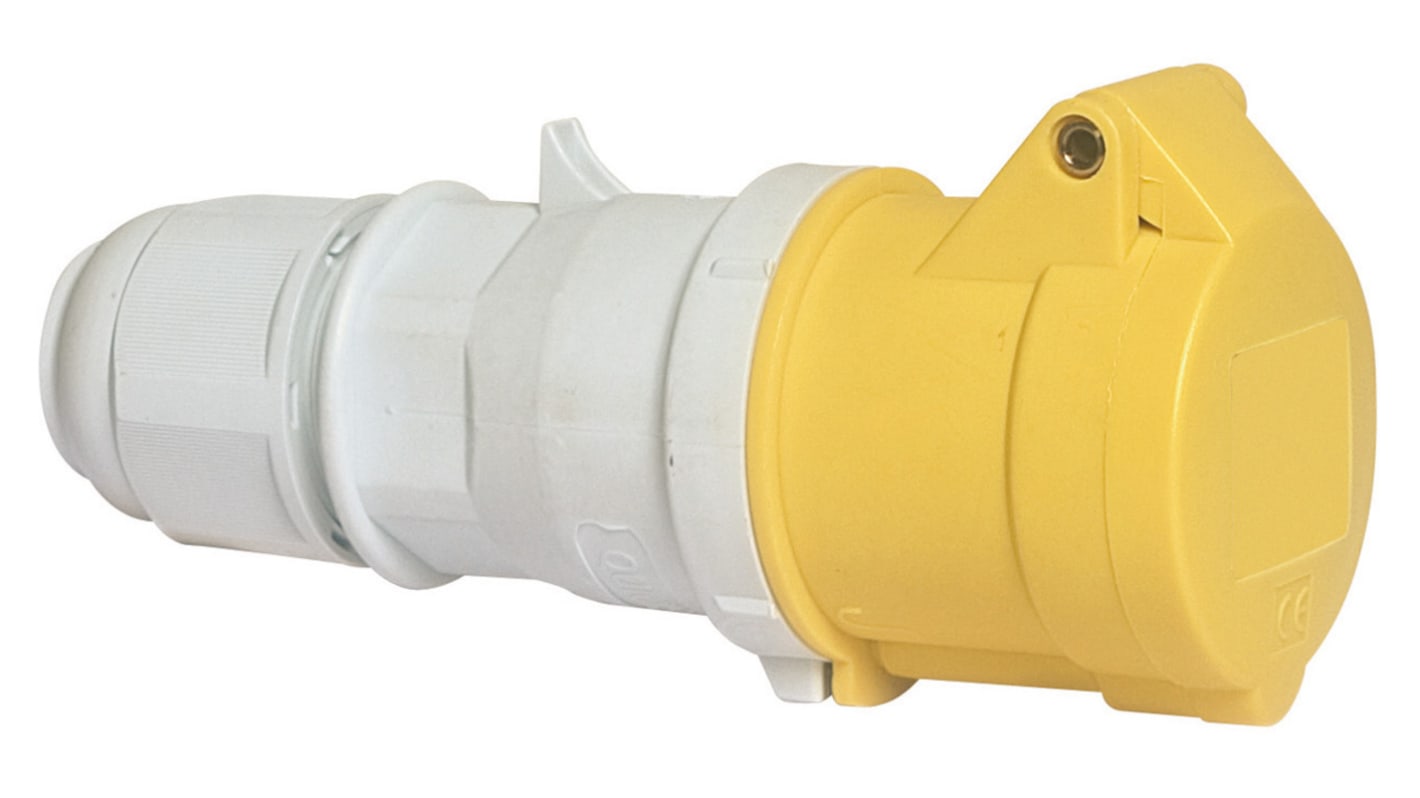 Bals IP44 Yellow Cable Mount 2P + E Industrial Power Socket, Rated At 16A, 110 V