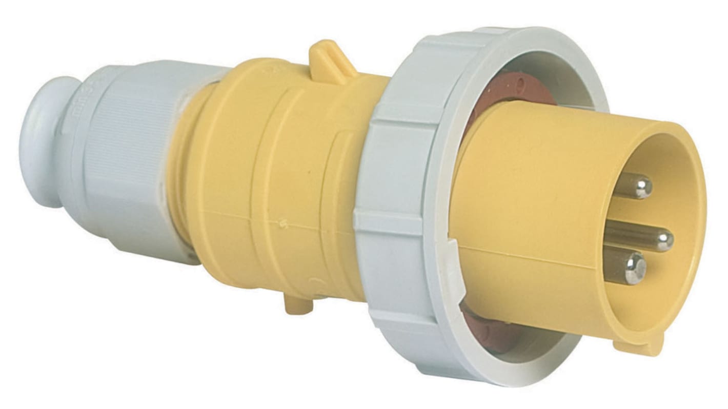 Bals IP67 Yellow Cable Mount 2P + E Industrial Power Plug, Rated At 16A, 110 V