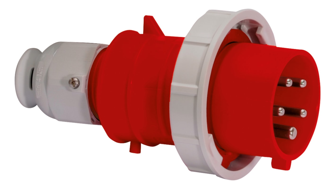 Bals IP67 Red Cable Mount 3P + N + E Industrial Power Plug, Rated At 16A, 415 V